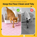 Conlun Cat Litter Mat Litter Trapping Mat, 35" x 23" Premium Durable PVC Grid Mesh with Scatter Control, Non-slip, Less Waste Cat Litter Box Mat, Pink