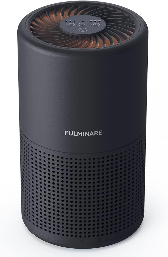 Air Purifiers for Bedroom, FULMINARE H13 True HEPA Filter（Black） | Remove Pet Hair, Smoke, Odors，Quiet Air Cleaner With Night Light, Portable Small Air Purifier for Home, Office, Living Room