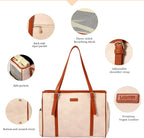 Lasaviin Fashion Dog Purse Pet Carrier Leather Bag for Small Dogs Cats Puppy, Portable Tote Bag Airline Approved Soft-Sided Carriers (Beign)