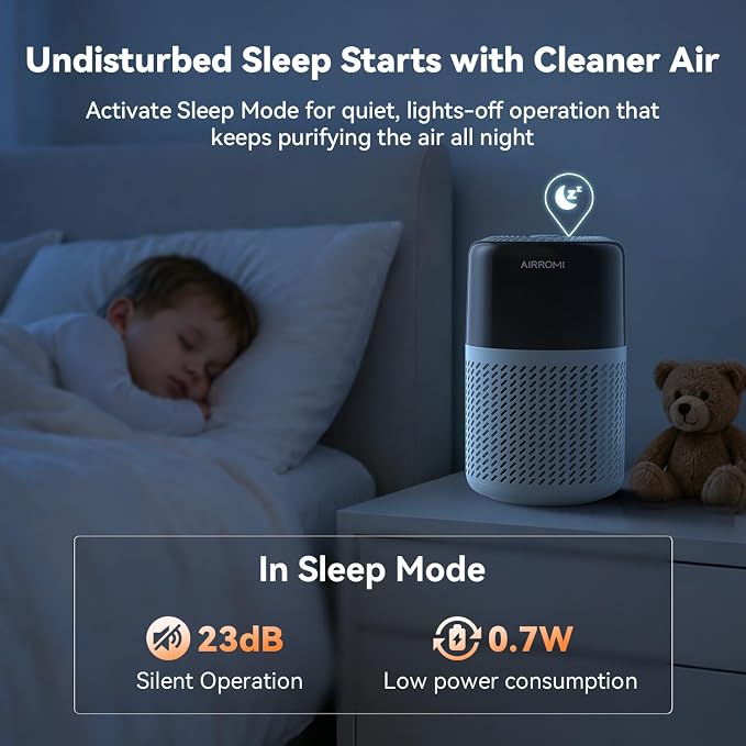 AIRROMI HEPA Air Purifier for Bedroom&Home,Pet Air Purifier for Home Pets,Removes Pet Odor,Cat Litter Smell,Dust,Smoke&Allergies,Quiet Room Air Purifier with Scents,360°Air Cleaner,A2005 Blue