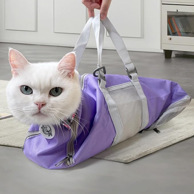 Cinf Cat Restraint Grooming Bag, Anti-Scratch Tool for Nail Trimming | Safe grooming restraint bag controls cat movement for bathing, nail trimming, injections and veterinary examinations