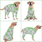 LovinPet Large Dog Pajamas, Four-Leg Stretch Onesie Bodysuit, Lightweight UV-Shielding Pajamas, Anti-Lick Calming Recovery Suit for Surgery, Pull-On for Medium and Large Breeds,White Green,XL