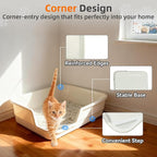 Extra Large Litter Box with Low Entry,Jumbo Cat Litter Box for Kitty and Senior Cats,Cat Box for Indoor Cats,Open Top Corner Litter Pan,Easy to Clean,23.6" L x 15.7" W x 5.9" H (White)