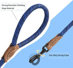 Mile High Life Dog Leash with Genuine Leather Connection, 6 FT/5 FT/4 FT | Rope Leash, Heavy Duty 360° Swivel Metal Clasp, for Small Medium & Large Dogs (Blue, 48 Inch)