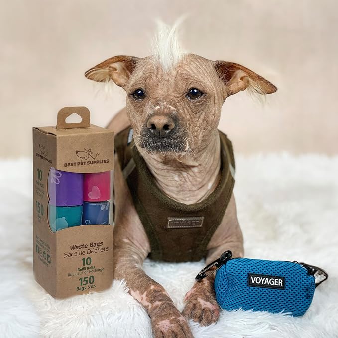 Best Pet Supplies Poop Bags for Dogs - Assorted Colors, 150 Count | Scented, Leak-proof, Easy-Tear perforations, 15 Thick Bags per roll, Outdoor Walking & Travel, Fits Standard Holders