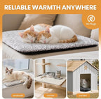 Self Warming Cat Bed Self Heating Cat Dog Mat Pad 29.1 x 18.9 in Extra Warm | Non Electric, Self Heated Cat Bed for Indoor Outdoor Pets, Removable Washable Cover, Non Slip Bottom, Crinkle-Free, Grey