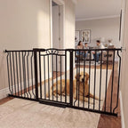 62.5"-71.6" Extra Wide Baby Gate & Dog Gate,Pressure Mounted No Drilling Pet Gate for Doorways & Large Openings, with Walk-Through, Auto-Close & Dual-Direction Swing, Black