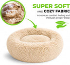 Whiskers & Friends Cat Beds for Indoor Cats, Fluffy Cat Bed Small to Large | Orthopedic Soft Plush Calming Donut Bed, Washable Round Pet Bed, Sized for Kitten to Large Cats & Puppy to Small Dogs