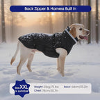 FUAMEY Dog Winter Coat Fleece Warm Medium Dog Coat with Harness Built in | Dogs Cold Weather Fleece Coats Zip up Reflective Dog Winter Vest Windproof Water Resistant Snow Coats Solid Black M