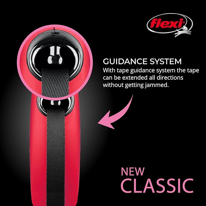 FLEXI® Classic Tape Retractable Dog Leash, Small, 16 ft - Red | German engineered, original flexi leash, durable quality for dogs up to 33 lbs, tangle-free, walking, reliable brake system