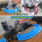 AUOON Cat Scratcher Toy with Ball Track for Indoor Cats and Kittens, Gray | 3 in 1 Interactive Cat Toy, Cat Scratch Pad with Cat Ball Toy and Cat Mouse Toy, for Chasing Exercise, Protect Furniture