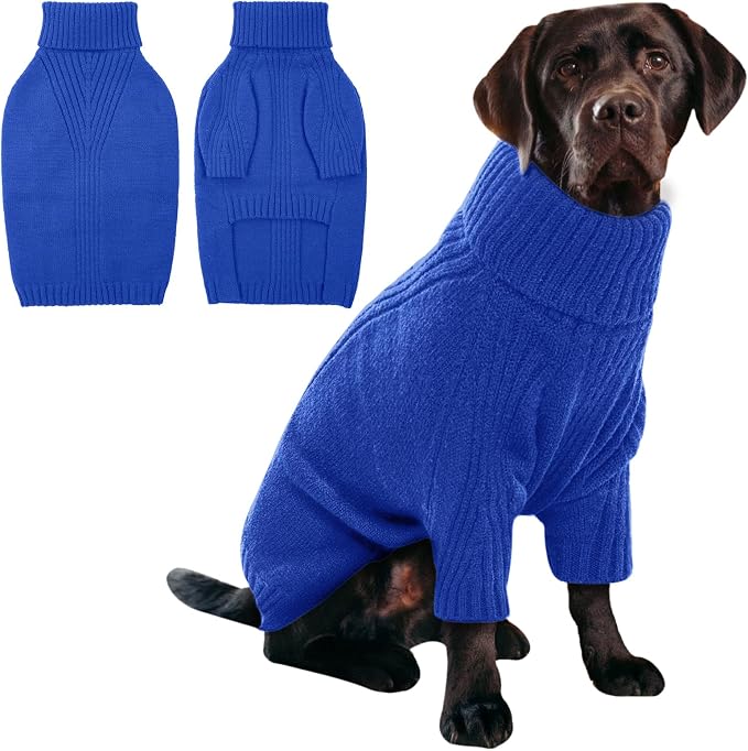 IECOii XXXL Dog Sweater,Warm Dog Sweaters for Extra Large Dogs Girl Boy,Stretchy & Cozy,Turtleneck Knitted Pullover for Pet Wear On Holiday,Easy On Doggy Sweatshirt for Labrador (Royal Blue,XXXL)