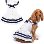Parisian Pet Sailor Dog Dress - 100% Cotton Summer Clothes for Large Dogs Girl - Nautical Pet Apparel - Stylish Dog Outfit - Lightweight and Breathable Puppy Clothes - Cute Dresses for Dogs