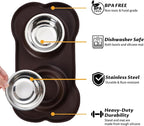 Hubulk Pet Dog Bowls 2 Stainless Steel Dog Bowl with No Spill Non-Skid Silicone Mat + Pet Food Scoop Water and Food Feeder Bowls for Feeding Small Medium Large Dogs Cats Puppies (X- Large, Chocolate)