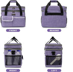 BAGLHER Dog Travel Bag for Supplies - Double-Layer Airline Approved Weekend Pet Travel Organizer Set for Dog and Cat Tote with 2 Pet Food Containers and 2 Collapsible Silicone Bowls Purple
