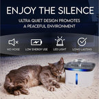 Veken Innovation Award Winner 95oz/2.8L Cat Water Fountain | Automatic Pet Fountain Dog Water Dispenser with Replacement Filters & Silicone Mat, Gift for Cats, Dogs (Grey, Plastic)