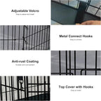 Dog Playpen with Top Cover and Bottom Pad,Foldable Playpen,8 Panels 30" H | Metal Puppy Play Pen,with Door for Indoor Outdoor,Pet Exercise Fence for Small Medium Animals