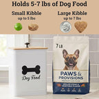 Metal Dog Food Container 5-7lb, 25 Cup w/ Airtight Bamboo Lid, Metal Handle | Pet Jar For Dogs up to 50lbs, Airtight Bamboo Lid, Sturdy Comfortable Metal Handle, Powder Coated Iron, Kibble Storage Bin