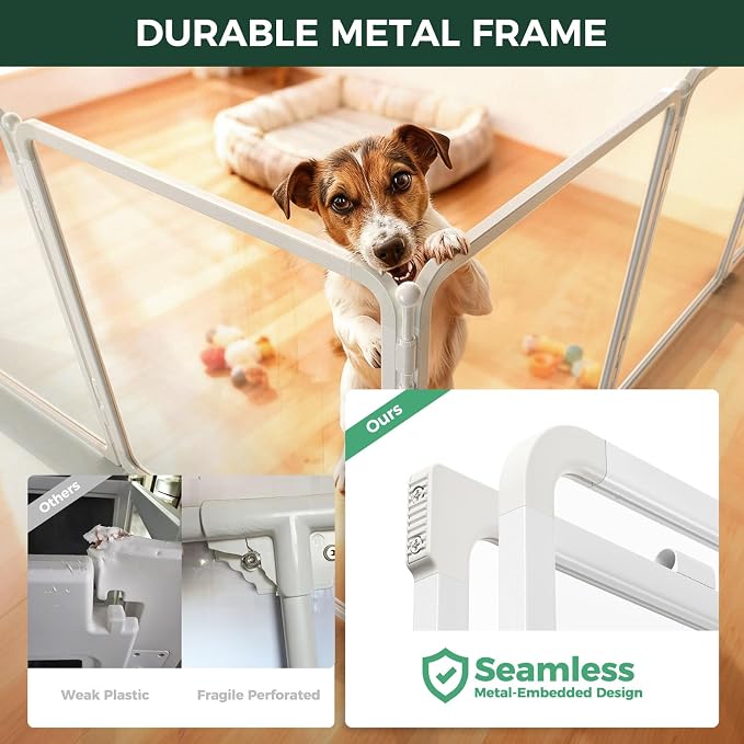 FXW AuraSpace Pro Acrylic & Wire Mesh Indoor Dog Playpen, 24" H, 12 Panels | Clear View, Heavy-duty Metal, Flexible Layouts, Easy Walk-Through, For Puppies & Small Dogs, Patented