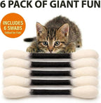 Glaciart One Swabs Cat Toys with Catnip - 6 Pk | Durable for Chew, Cute Cat Toys Interactive Kitty for Boredom, Exercise, & Play | Filled w/Organic Catnip for Anxiety & as Digestive Aid | Gift Idea