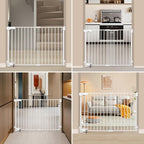 SHYUJAJIE No Bottom Bar Baby Gate,37 inch Tall Cat Pet Gate | for Doorway, Adjustable 27.5in- 43 in Dog Gate with Large Walk Thru Door ,White