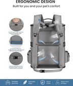 HOVONO Detachable Double Cat Backpack Carrier for 2 Pets | Pet Backpack Carrier for Small Cats & Dogs, Perfect for Traveling/Hiking /Camping/Vet Visits, up to 16 lbs Each, Grey