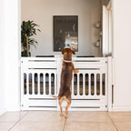 IRIS USA Pet Gate, Adjustable Width, White