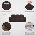 Easy-Going 100% Dual Waterproof Recliner Sofa Cover, 8-Pieces Stretch Relining Couch Cover with Pocket, Jacquard 3 Seat Sofa Slipcover Leakproof Washable (Sofa, Chocolate)