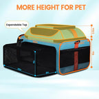 Petskd Top and Side Expandable Pet Carrier Airline Approved, Blue | 19"L x 13"W x 9"H, for Southwest Allegiant Airlines, Lockable Safety Zippers and Anti-Scratch Mesh, Pets Under 12 lbs