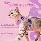 rabbitgoo Cat Harness and Leash Set, Escape Proof Vest, Pink & Light Purple | Soft Breathable Mesh, Easy Adjustable Fit, Snap Buckles, Sturdy Clip, Reflective Strips, for Medium to Large Cats Walks, M