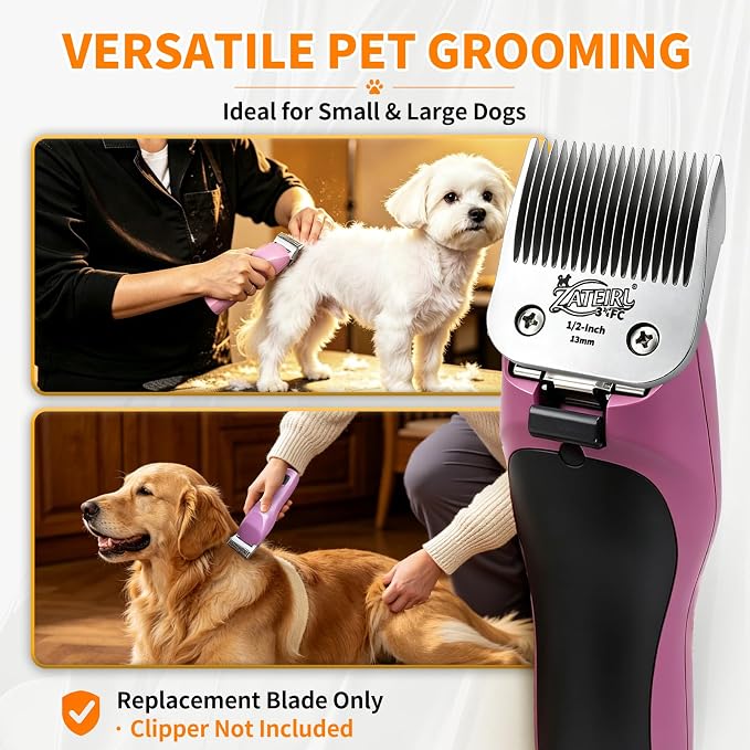 Size 3-3/4FC Detachable Pet Grooming Clipper Blade with Ceramic Cutter, 13mm 1/2 Inch Cut Length, Silver, Compatible with Andis, Oster A5, Wahl KM10, 1 Pack