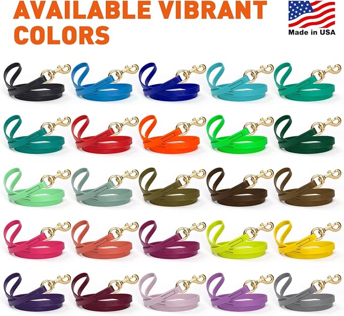 Viper Biothane K9 Working Dog Leash Waterproof Lead for Tracking Training Schutzhund Odor-Proof Long Line with Solid Brass Snap for Puppy Medium and Large Dogs 4ft, Treasure Gold