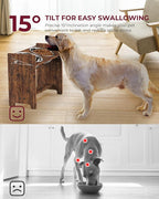 Vantic Elevated Dog Bowls, Adjustable Bowl Stand Large/XLarge, Rustic Brown | Particle Board Raised Dog Bowl Stand with 2 Stainless Steel Bowls for Large and Extra-Large Dogs