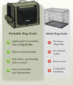 Dog Car Carrier Light Weight 27×20.5×20.5in, Foldable Dog Carrier, Gren | Easy to Assemble, Portable and Breathable Pet Carrier, Suitable for Indoor and Outdoor Use, Dog Travel Crate with Curtain