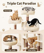 71 Inch Cat Trees for Large Cats, Heavy Duty Cat Tree Tower | Cat Condos for Indoor Cats Large Adult with Cat Scratching Post & 2 Condos, 9 Sisal Posts & Hammock, Beige
