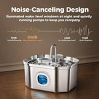 Cat Water Fountain, Apauk 108oz/3.2L Silent cat Water Fountain Stainless Steel, Cat Fountain, Automatic Pet Water Fountain,Dog Bowl, Controllable Blue Light - (6 Filters& 6 Sponges)