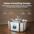 Cat Water Fountain, Apauk 108oz/3.2L Silent cat Water Fountain Stainless Steel, Cat Fountain, Automatic Pet Water Fountain,Dog Bowl, Controllable Blue Light - (2 Filters& 2 Sponges)