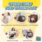 Pop Up Cat Tent Cube 24x22x20” – Indoor/Outdoor Cat Play Tent with Mesh Sides & 14” Entry – Connects to Cat Tunnel – Foldable Cat House + Bonus Snarky Cat™ Digital Sticker & GIF Pack