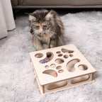 Natural Wood Cat Interactive Box Puzzle Hunting Exercise Toy
