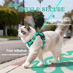rabbitgoo Cat Harness and Leash Set, Escape Proof Vest, Emerald | Soft Breathable Mesh, Easy Adjustable Fit, Snap Buckles, Sturdy Clip, Reflective Strips, for Medium to Large Cats Walks, M