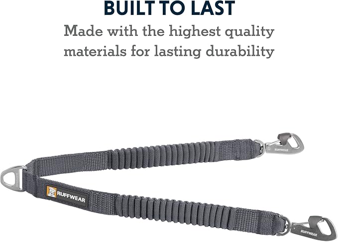 Ruffwear, Double Track Coupler, Double Leash for Two Dogs, Premium Heavy Duty Dual Splitter with 360° Lockable Swivel No Tangle, Shock-Absorbing Stretch Webbing for Walking & Hiking, Basalt Gray