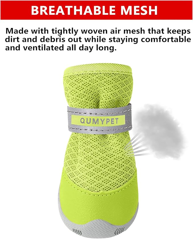 QUMY Dog Shoes for Small Dogs Hot Pavement Puppy Dog Boots & Paw Protectors | Small Medium Dog Summer Shoes, Soft Anti-Slip Rubber Sole, Mesh Breathable Dog Booties for Hardfloors, Walking Running