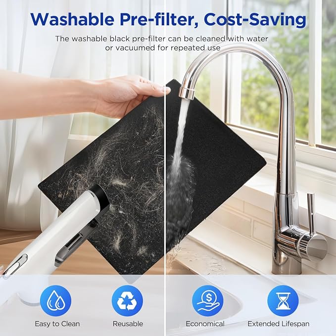 MOOKA Air Purifier for Home Bedroom Large Room 2200 Ft², True HEPA Filter | Washable Pre-Filter, Auto Mode, Quiet Sleep Mode, Air Quality Monitor, Air Cleaner for Pet Dust Smoke Pollen, KJ190H White
