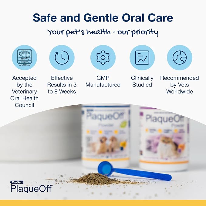 ProDen PlaqueOff Powder for Cats - Cat Plaque Remover - 40g | VOHC Approved Pet Dental Powder - Cat Dental Powder to Reduce Tartar and Support Fresh Breath - Feline Oral Care