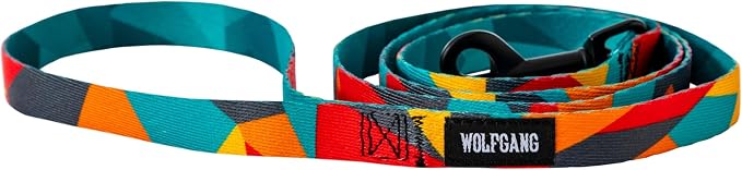Wolfgang Premium Leash for Small Medium Large Dogs, Made in USA, ShatterShapes Print, Small (5/8 Inch x 4 Feet)