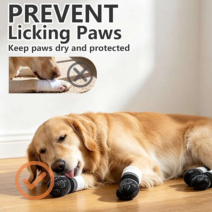 EXPAWLORER Non-Slip Dog Socks for Hardwood Floors to Prevent Licking, Dog Shoes for Hot Pavement Quick Walking, Dog Booties Boots & Paw Protectors with Grippers for Small Medium Large Senior Dogs XS