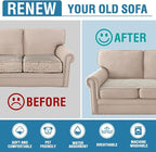 H.VERSAILTEX Plush Chenille Couch Cover for 3 Cushion Couch Anti Slip Washable Sofa Slipcovers Soft and Durable Furniture Protector for Dogs Cats Kids (27.5" x 82", Oatmeal)