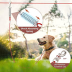 Dog Runner for Yard, Trolley System, 120FT+15FT, Red | Chew-resistant Cable, Shock Spring Softens Pulls, 360° Swivel Reduce Tangles