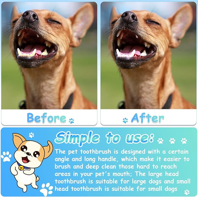Honeydak 70 Pcs Dog Toothbrush Bulk Pets Dual Headed Dental Brushes | Green Long Handle Pet Tooth Brush for Puppy Large Small Cats and Most Pets Teeth Cleaning Dental Supplies
