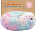 Himax Covered Small Dog Bed with Blanket Attached Calming Burrow Multicolor | 20in Dog Beds for Small Dogs, Anti-Anxiety Donut dog bed with cover, Washable Fluffy Pet& Cat Beds